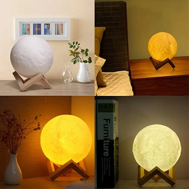 3D Moon Lamp LED night light dimmerabile ricaricabile Night Light moon lamp 15cm con supporto in legno