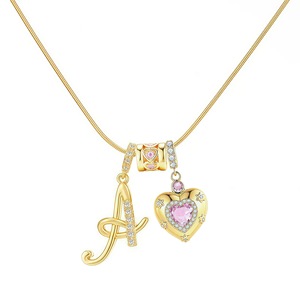 <span class=keywords><strong>Collana</strong></span> <span class=keywords><strong>con</strong></span> <span class=keywords><strong>ciondolo</strong></span> a forma di cuore per ragazza, placcata in oro vero, catena in acciaio inossidabile <span class=keywords><strong>con</strong></span> zirconi - Product Image 4