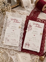 Invitation d'anniversaire personnalisée en dentelle transparente, classique, faite à la main, en tissu et papier, écologique, de luxe, avec dorure à chaud, pour faire-part de mariage et 'Save the Date'
