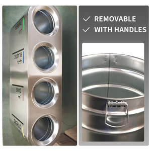 โรงแรมสแตนเลส 4 ช่องถังรีไซเคิลถังขยะเชิงพาณิชย์ 4 ถังด้านในขนาดใหญ่ห้างสรรพสินค้าถังรีไซเคิล - Product Image 2