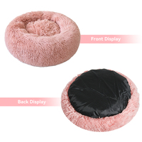 Fond antidérapant doux chaud sommeil profond beignet en peluche coussin rond pour animaux de compagnie chien chiot et chat lit