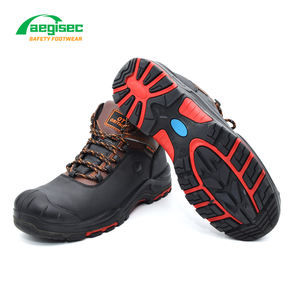 AEGISEC-Zapatos de seguridad de cuero de vaca de corte medio para hombre, suela de goma PU antideslizante, puntera de acero, botas de seguridad para el trabajo - Product Image 4