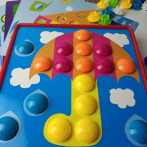 Rompecabezas de botones coloridos, tablero de clavijas con forma de hongo, juguete educativo para niños de 2 a 4 años, aprendizaje de reconocimiento de colores - Product Image 2