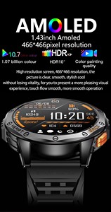 <span class=keywords><strong>Smartwatch</strong></span> Outdoor K67 <span class=keywords><strong>con</strong></span> Schermo AMOLED da 1.43'' e Navigazione GPS, Resistente agli Urti di Grado Militare IP68, Cassa in Acciaio Inossidabile, Novità 2026 - Product Image 4