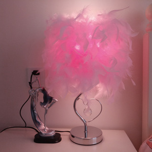 Lámpara <span class=keywords><strong>de</strong></span> Mesa Romántica con Plumas Rosadas, Base <span class=keywords><strong>de</strong></span> Metal en Forma <span class=keywords><strong>de</strong></span> Corazón, Lámpara <span class=keywords><strong>de</strong></span> Noche Moderna Nórdica con Plumas, Decoración <span class=keywords><strong>para</strong></span> Dormitorio, Venta al Por Mayor - Product Image 6
