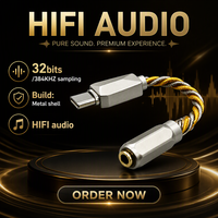 Adaptateur audio HIFI 32 bits 384 kHz avec puce DAC en cuivre plaqué argent, Type-C vers 3,5 mm pour ordinateur et haut-parleur