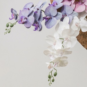 K71 Vente en gros d'usine, <span class=keywords><strong>orchidée</strong></span> artificielle de haute qualité, couleur violette et blanche, toucher réaliste, pour la décoration de la maison, du bureau et des mariages - Product Image 3