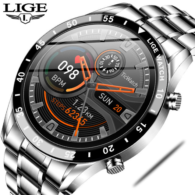 For LIGE 0189 Men's Luxury Fitness Smart Watch Full Touch Waterproof Sports Watch with Heart Rate Monitor Compatible IOS Android