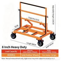 Troli Transportasi Kaca Lipat Model A-Frame, Keranjang Panel Baja Tugas Berat dengan Roda Putar Ber-Rem untuk Kaca Lembaran, Dapat Disesuaikan