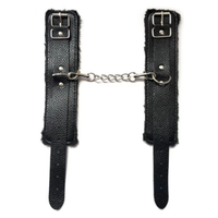 Menottes en nylon Bdsmtoys avec doublure en peluche douce, boucle métallique réglable pour jeux de couple en chambre, menottes en cuir PU et peluche