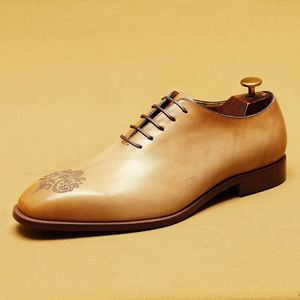 Mocassins en cuir formels pour hommes, fabriqués à la main, style britannique, en cuir de vache véritable, chaussures de mariage à enfiler - Product Image 1