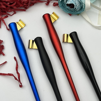 Porte-stylo double en plastique avec drapeau doré, porte-stylo double en plastique pour le lettrage, l'esquisse, le dessin, la cartographie et le dessin décoratif.