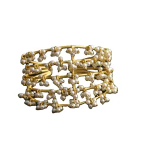 Pearl Cluster handmade Adjustable Cuff Statement pearl Bracelet Lightweight Gold Jewelry Wholesale Bracelet Cuffsz