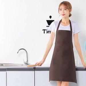 Women Sleeveless 2 Pockets Polyester Washable Black Kitchen Cooking Cleaning Bbq Apron for <b>Advertising</b> - Product Image 5