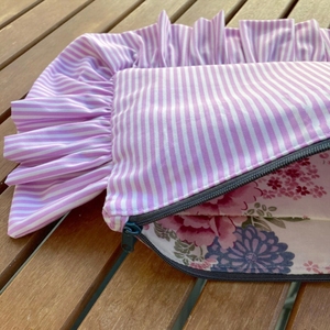 Astuccio per Trucchi in Cotone Fatto a Mano con Logo Personalizzato, Chiusura a Cerniera Trapuntata, Design Arricciato, Nuovo Motivo a Filo, Beauty Case/Custodia Cosmetica - Product Image 6