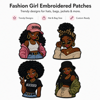 Parches Bordados Personalizados de Moda con Diseño de Chica Negra para Sombreros, Bolsos y Chaquetas, Set de Insignias de Personajes Mágicos de Tendencia para Venta al por Menor y Marca