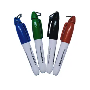 Factory wholesale paint brush cheap portable 4 marker pen with paper clip and triangle hanger