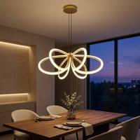 Luminaire suspendu au plafond en fer vintage au design moderne KACKSUN pour salon, montage en surface avec éclairage LED intérieur