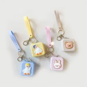 Tas Mini kulit persegi kecil lucu portabel Earphone dan kabel Data Set dompet kartun dengan dompet koin