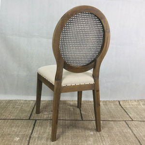 Chaise Louis française en bois avec dossier rond en rotin, chaise de salle à manger en bois de chêne antique pour la maison, <span class=keywords><strong>le</strong></span> bar, l'<span class=keywords><strong>appartement</strong></span>, la salle à manger, la <span class=keywords><strong>location</strong></span> pour événements de mariage - Product Image 4