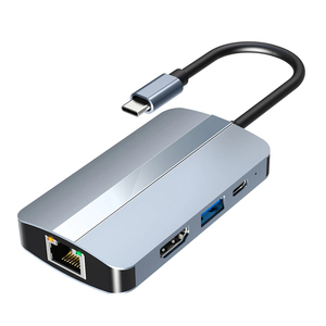 6 trong 1 Multiport <span class=keywords><strong>Adapter</strong></span> <span class=keywords><strong>HDMI</strong></span> tương thích 4K/30Hz <span class=keywords><strong>USB</strong></span> C Dock pd87w SD TF Đầu Đọc Thẻ 5Gbps truyền dữ liệu cổng Ethernet cho máy tính xách tay - Product Image 5