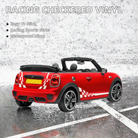Autocollants latéraux de voiture à motif drapeau à damier de course, en PVC blanc, imperméables, style sportif, graphiques, auto-adhésifs, garantie 1 an