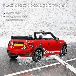 XGS DECAL Racing Checkered Flag <b>Car</b> Side Body <b>Stickers</b> White PVC Decals Waterproof Sports Style Graphics 1 Year Self-adhesive - Product Image 2