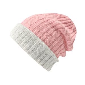 Gorros de punto grueso y suave para mujer, de mezcla de lana y acrílico, con colores retorcidos, de dos tonos, estilo cable, holgados, para invierno, con diseño de bonnet acanalado. - Product Image 4