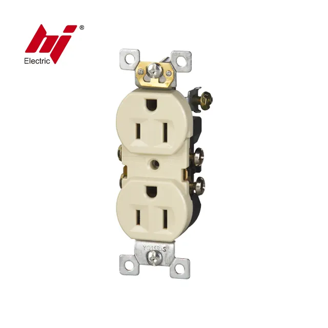 Soket Dinding Ganda 6 Pin Elektrik AC Amerika Outlet 125V Plug Dupleks Outlet 15 Amp