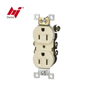 American AC Power Electric 6 Pin Double Wall Socket Outlet 125V Duplex Receptacle Outlet 15 Amp