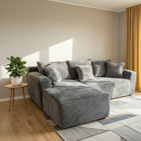 Günstiges L-förmiges Modulares Kompressionssofa-Set, Geeignet für Apartment-Wohnzimmer, Rahmenloses Kombiniertes Wohnzimmer-Sofa-Set