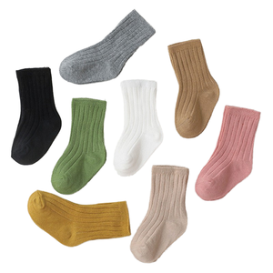 Calcetines de algodón coreanos cálidos y transpirables para bebés y niños pequeños, de colores sólidos, tejidos, estilo tripulación, ¡los más vendidos! - Product Image 1