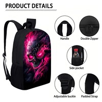 Sac à dos Oxford style preppy pour enfants Halloween, ensemble trois pièces avec fermeture éclair, design DIY, sac à déjeuner et trousse à crayons, grand format 17 pouces