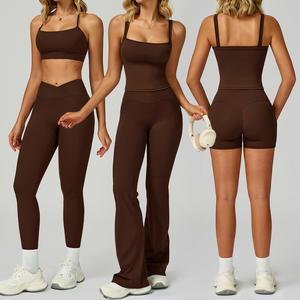 Abito da Yoga <span class=keywords><strong>aderente</strong></span> con Logo personalizzato nudo 6 pezzi ad asciugatura rapida morbido elastico alto da donna a vita alta da palestra da corsa - Product Image 5