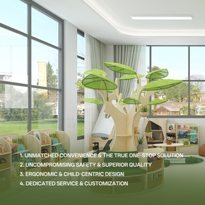 Hikeylove Bibliothèque en bois en forme d'arbre sur le thème de la forêt Ensemble de bibliothèque pour garderie, école maternelle, salle de classe, salon, bibliothèque - Product Image 2