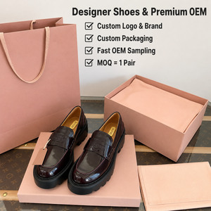 Zapatos de Diseñador de Lujo 2026 para Mujer, Mocasines de Cuero Patentado de Alta Calidad, Color Borgoña, Hebilla Dorada, Suela Gruesa, Estilo Casual, Nuevo - Product Image 1