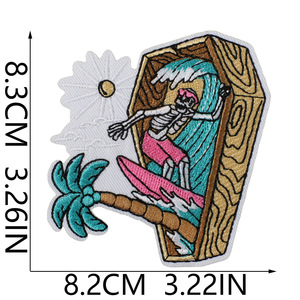 Parches bordados termoadhesivos y apliques bordados para coser, estilo punk, con motivos <span class=keywords><strong>de</strong></span> playa tropical, surf, calavera, onda, esqueleto, ancla y tortuga, al por mayor - Product Image 5