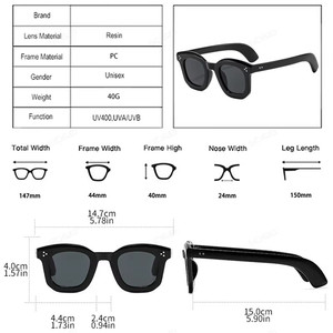 Lunettes de soleil carrées vintage 2026 avec logo personnalisé, monture épaisse couleur bonbon, protection UV400, rivets, pour femmes et hommes - Product Image 5