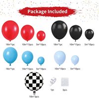 Kit d'arche de ballons de course automobile, rouge, bleu, noir, drapeau à carreaux, ballon en feuille, thème de course automobile