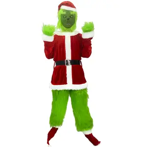 Fantasia de natal bave com cabelo verde, monstro cosplay geek, festas, halloween, apresentações, carnaval, jogo, vídeo filme