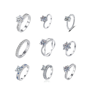 Bague de Mariage GRA Certifiée 1,5 mm VVS1 Moissanite pour Femme en Argent Massif S925 et Plaqué Or 18K Superbe <span class=keywords><strong>Design</strong></span> Empilé - Product Image 1