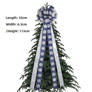 JQ圣诞雪花蝴蝶结丝带涤纶圣诞树装饰配件成品批发 - Product Image 2