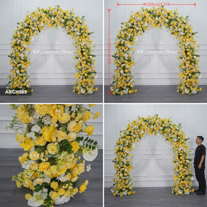 Customize Backdrop Artificial Silk yellow Colors Flower Arch Customizable Size Wedding background decor - Product Image 3