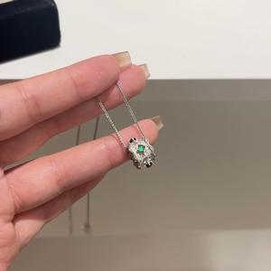 Collier pendentif en argent pur S925 Micro Cotton Fulu pour femmes, nouveau style chinois, verre blanc glacé de haute qualité, variété Yang Green Top - Product Image 1