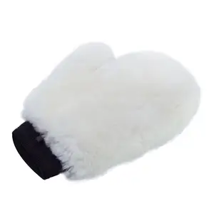 Super soft real sheepskin cleaning automobile wash mitt with wheel brush car care tools