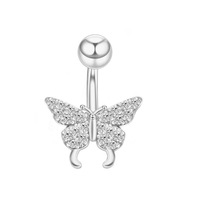 Shuangshuo Vente en gros de piercings de nombril en acier inoxydable, style simple, avec zircon, bijoux de corps