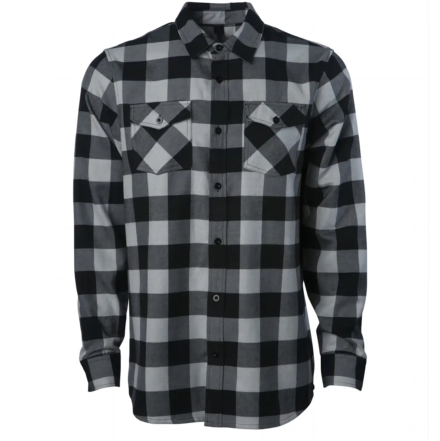 LOW MOQ OEM ODM Long Sleeve Casual Flannels USA XS-5XL Tall Size Custom Plaid Check Flannel Shirts