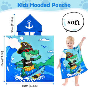 Peignoir poncho à capuche pour enfants bon marché Serviette de bain et de plage portable pour bébés Logo personnalisé pour la salle de bain - Product Image 5