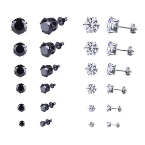 ROMANTIC New Best Selling Cubic Zirconia Wedding 316L Stainless Steel Stud Earrings Set