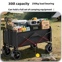 Plateforme de rangement portable pour pique-nique en plein air SYNC, chariot pliable à quatre roues, petite remorque en acier haute teneur en carbone, Oxford 600D